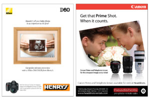 Henry's Canon and Nikon Magazine Ads