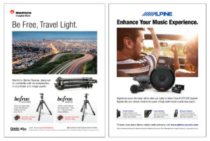 Manfrotto and Alpine Magazine Ads